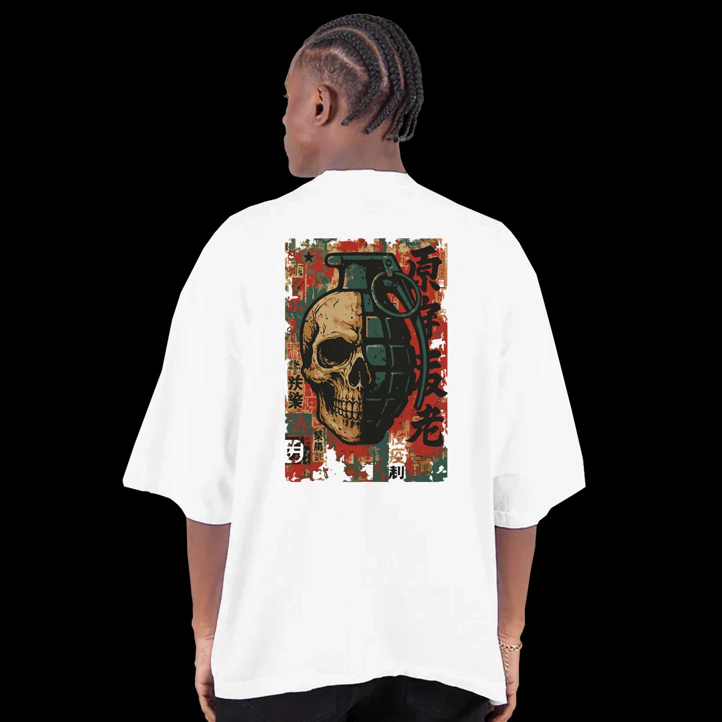 Anarchy Trigger T-shirt featuring a distressed black star over a red blast patch design back