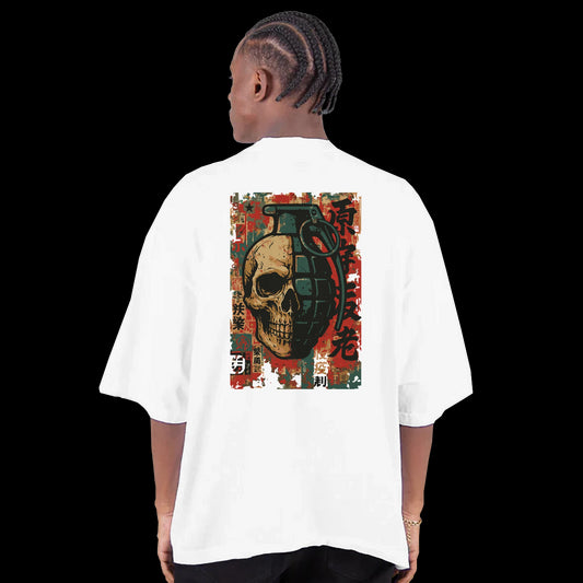 Anarchy Trigger T-shirt featuring a distressed black star over a red blast patch design back