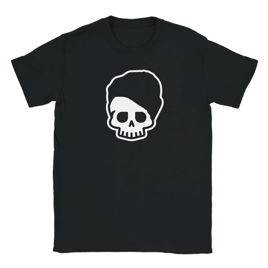 Bare Bones Skull black T-shirt with minimalist white skull graphic streetwear design