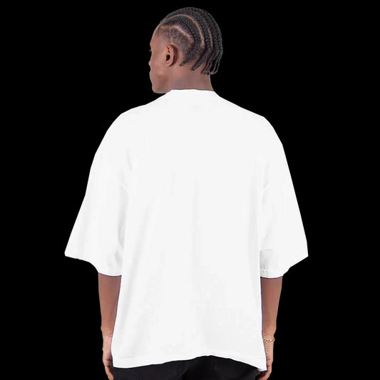 white t-shirt with bold NYC 1624 lettering representing the founding year of New York with streetwear style back